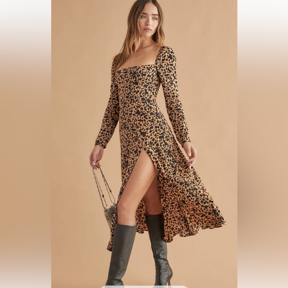 NWT Reformation sigmund leopard print dress